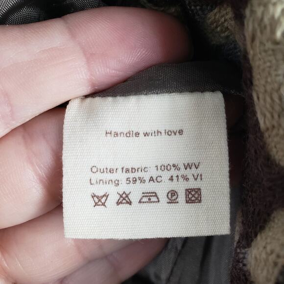 Vintage Casch‎ Women's EU 40 Geo Print Flared Wool Skirt Brown Tan Go-Go Mod - Picture 10 of 11